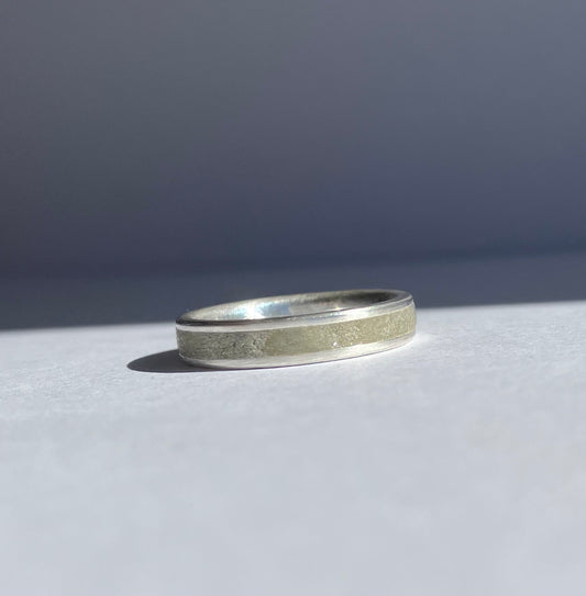 Enduring Love: Sterling Silver Minimalist Ring with Concrete + Diamond Dust Inlay - Natural