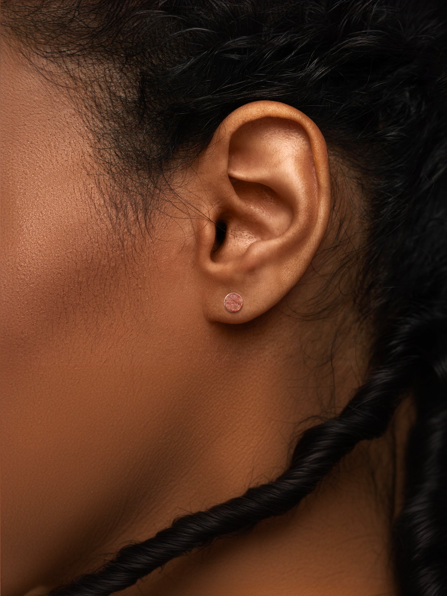 Minimal Elegance: Sterling Silver Minimalist Stud Earrings with Concrete + Diamond Dust Inlay - Available in Cream, Pink, Blue and Gray