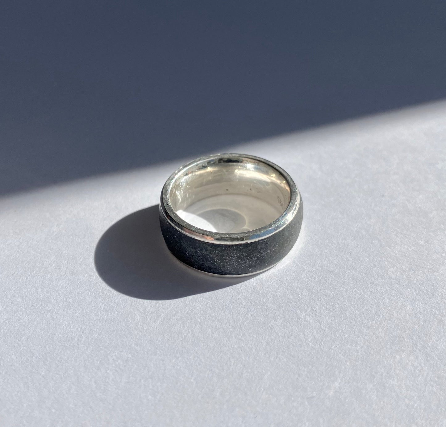 Rugged Minimalist - Black Minimalist Ring with Concrete Inlay