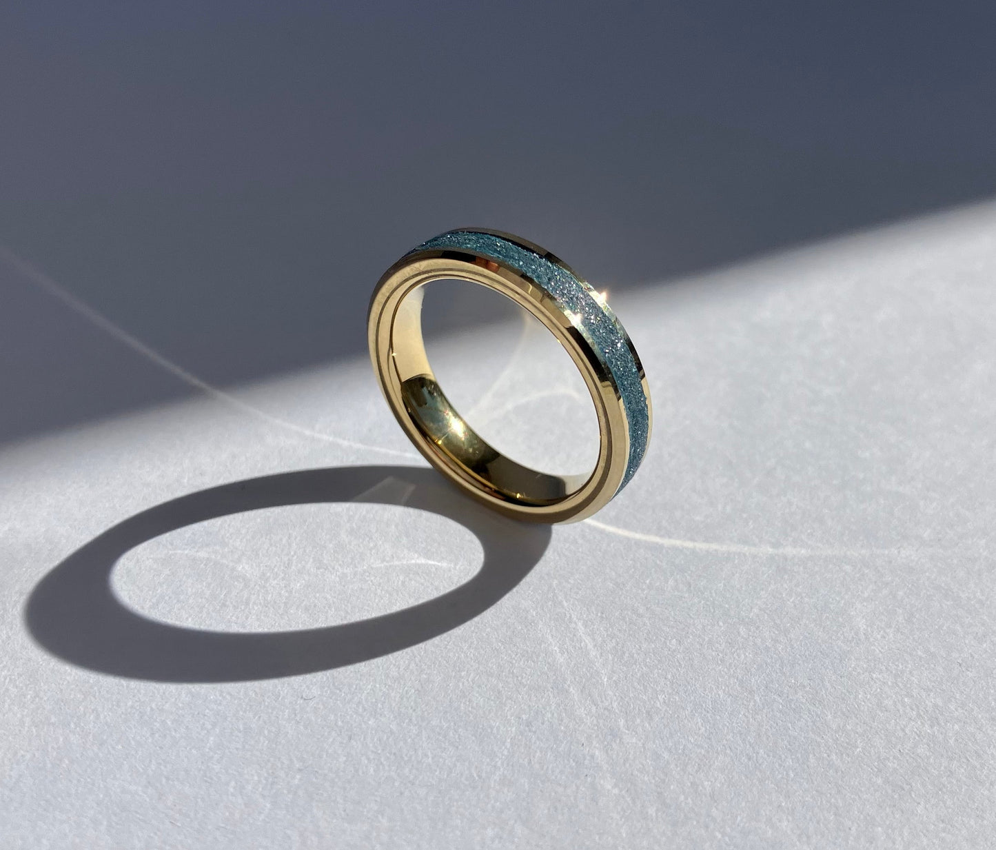 Golden Twilight - Blue Minimalist Ring with Concrete Inlay