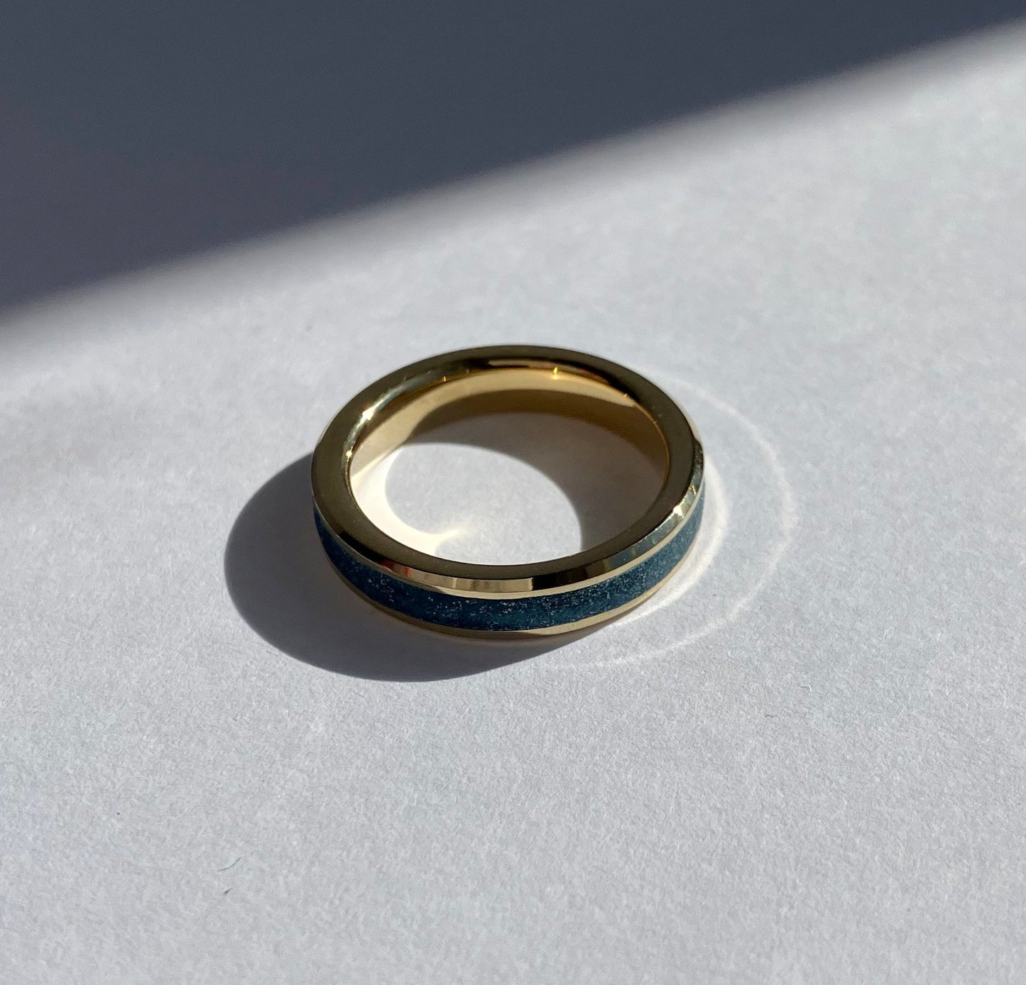 Golden Twilight - Blue Minimalist Ring with Concrete Inlay