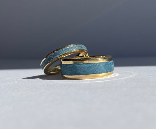 Twilight of Love - Blue Minimalist Ring with Concrete Inlay