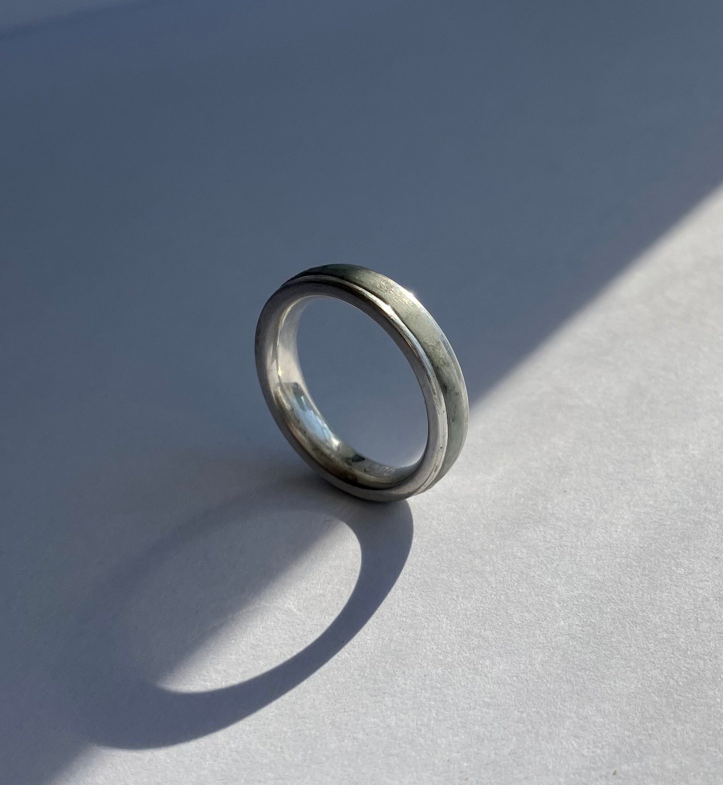 Enduring Love - Cream Minimalist Ring with Concrete Inlay