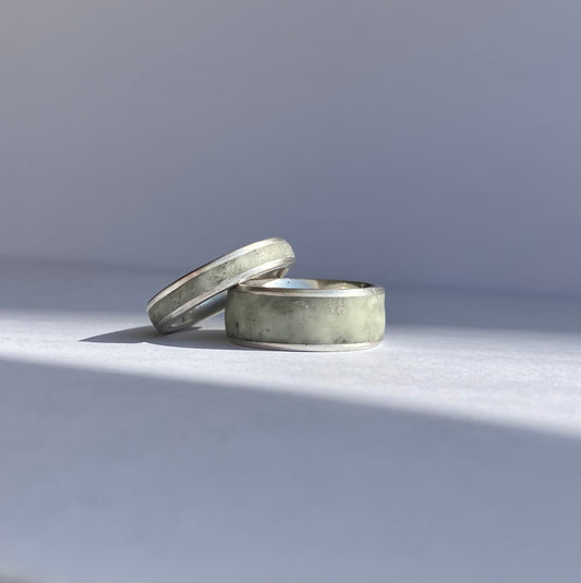 Enduring Love - Cream Minimalist Ring with Concrete Inlay