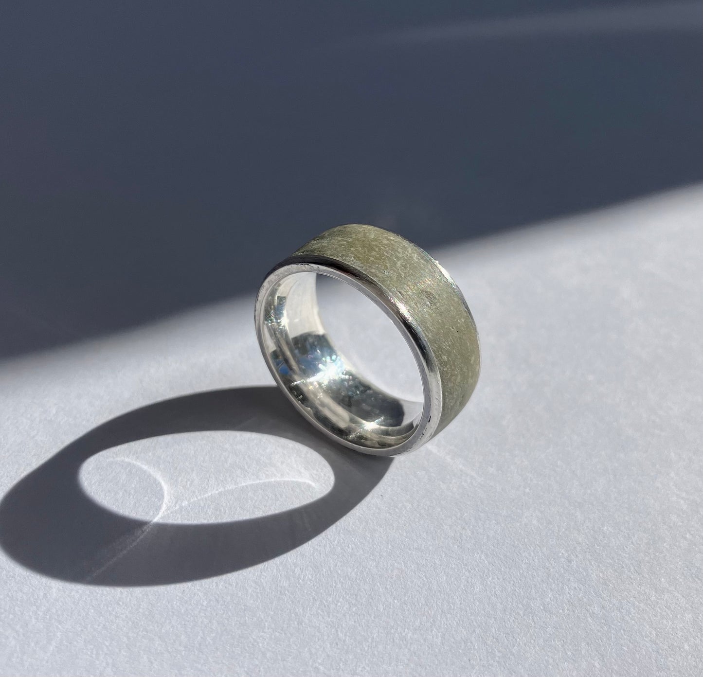 Enduring Love - Natural Minimalist Ring with Concrete Inlay